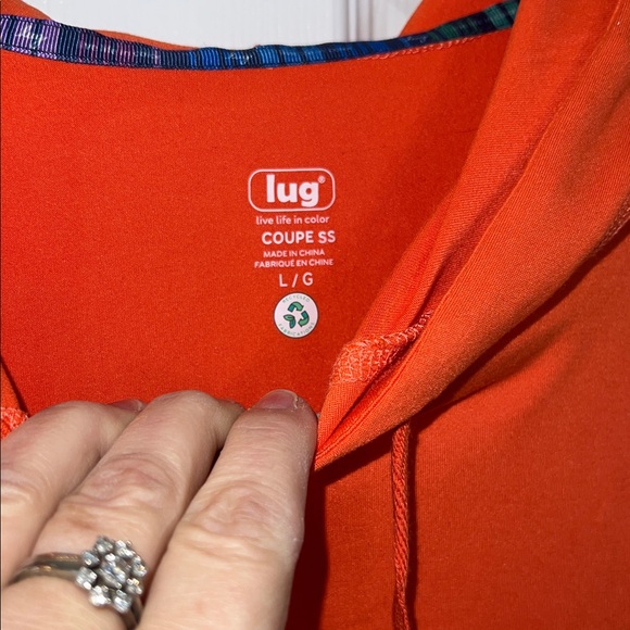 Lug orange short sleeve coupe hooded top size large - Picture 2 of 4